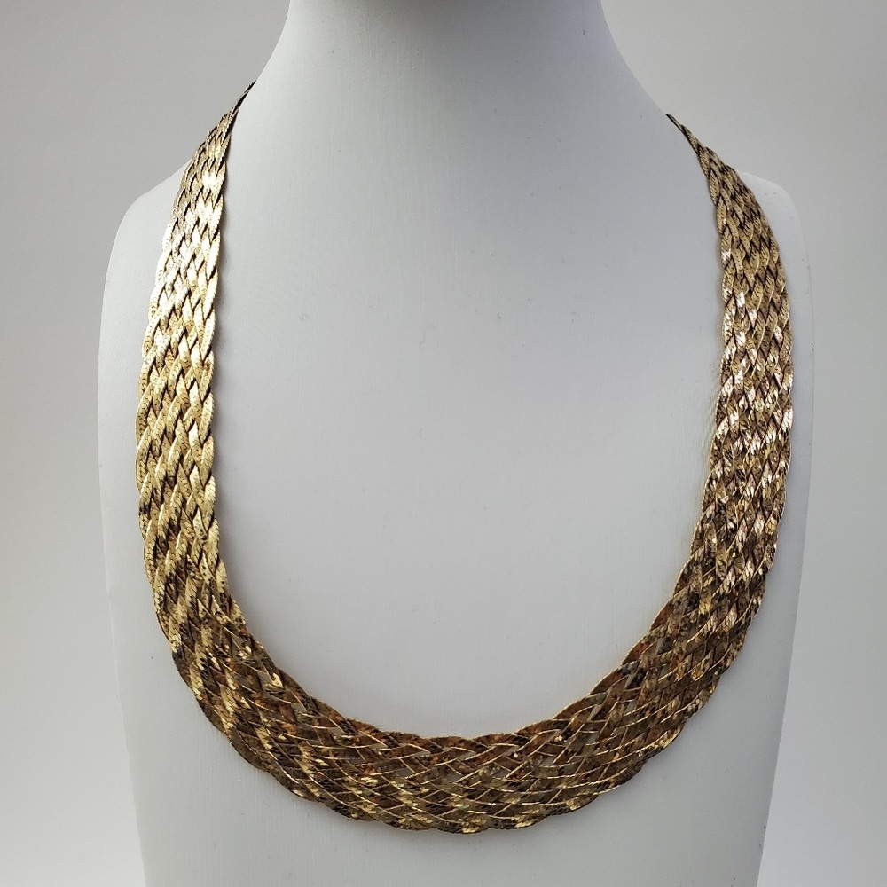 Watch Video / 14K Gold Sterling Silver 925 Braided Necklace